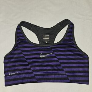 Nike Women's Activewear Dri-Fit Sports Bra Small Purple/Black Racerback